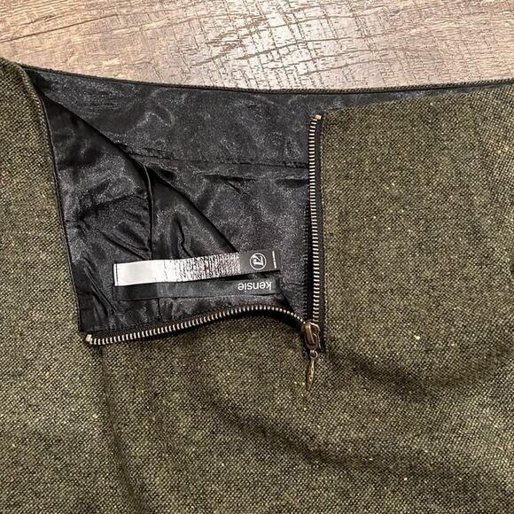 NWT Kensie Tweed Mini Skirt Green Black Size 12 - Picture 4 of 11